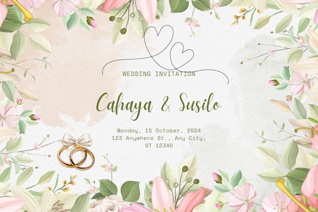 Modèle de carte d'invitation de mariage