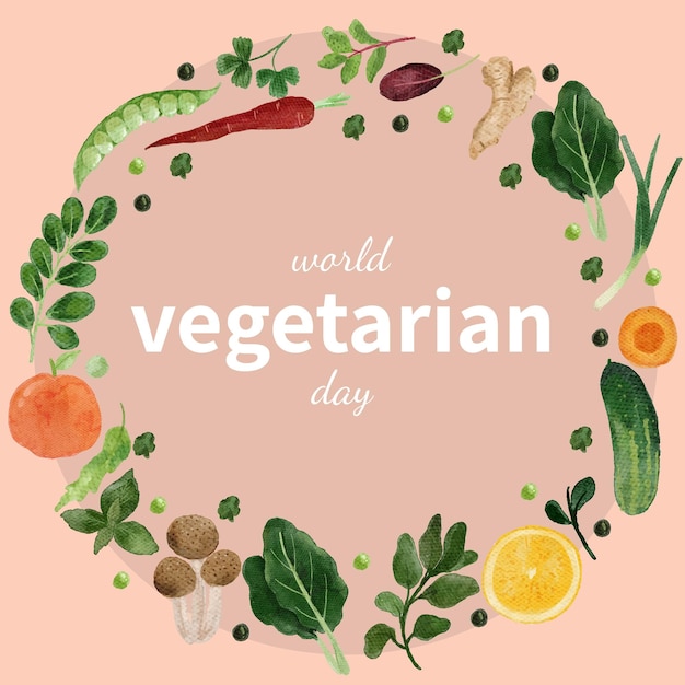 Vecteur modèle de carte de la journée mondiale des végétariens