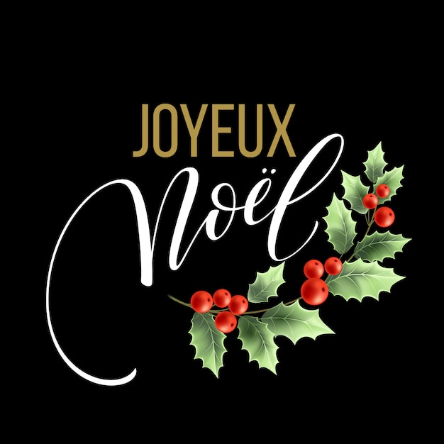 Modèle De Carte De Joyeux Noël Avec Les Salutations En Langue Française. Joyeux Noël