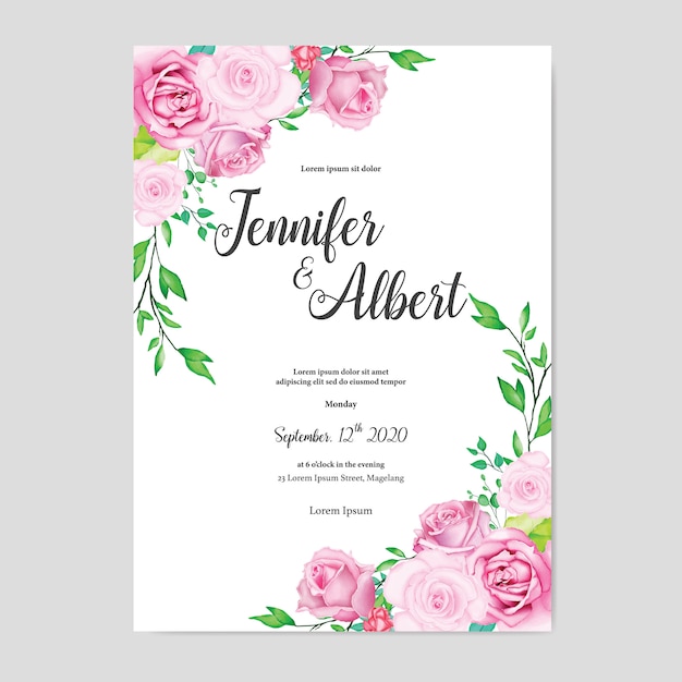 Modèle De Carte Magnifique Mariage Aquarelle Floral