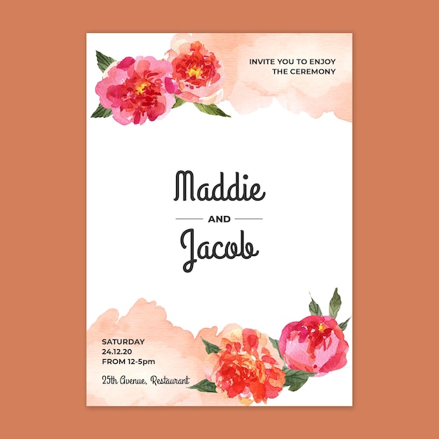 Modèle De Carte De Mariage Floral