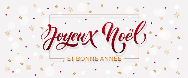Vecteur modèle de carte de noël joyeux et bonee annee avec des vœux en français