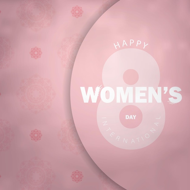 Modèle De Carte Postale 8 Mars Journée Internationale De La Femme Couleur Rose Avec Motif Abstrait