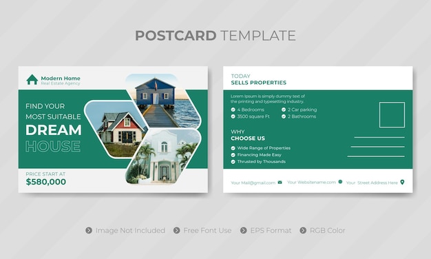 Modèle De Carte Postale Immobilière D'entreprise Numérique Professionnelle Ou Conception De Médias Sociaux Pour Les Entreprises