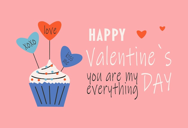 Modèle de carte postale pour la Saint-Valentin 14 février Carte dessinée à la main portant le texte du cœur.