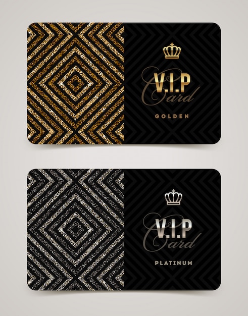 Modèle De Carte Vip Or Et Platine. Illustration.