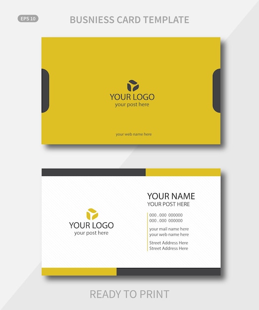 Modèle de carte de visite blanc et jaune