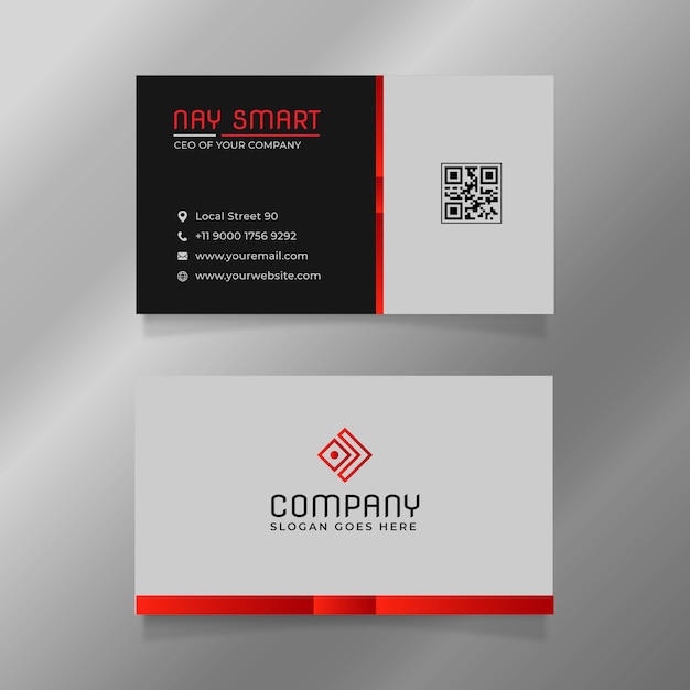Modèle de carte de visite blanc rouge avec code Qr