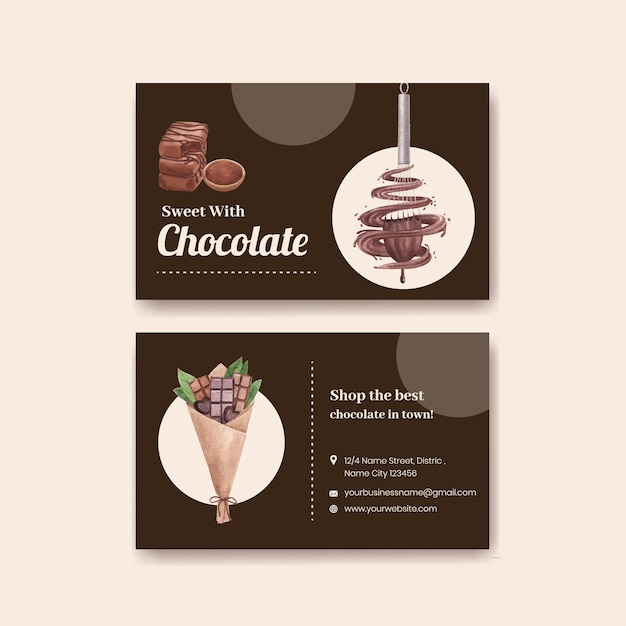 Vecteur modèle de carte de visite avec le concept de la journée mondiale du chocolat