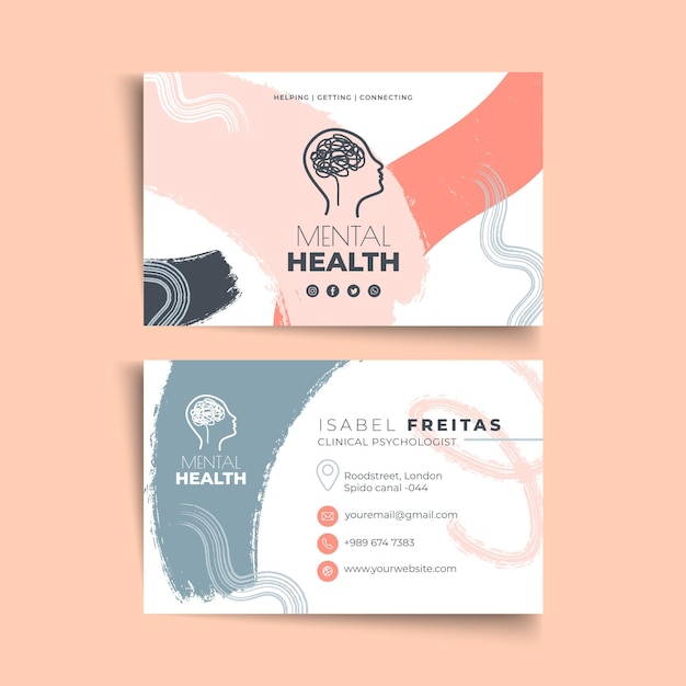 Modèle de carte de visite horizontale de psychologie