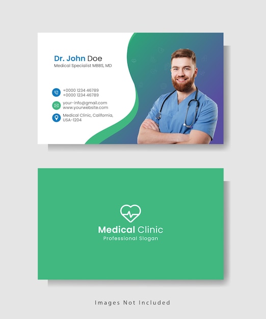 Modèle de carte de visite médicale professionnelle de vecteur