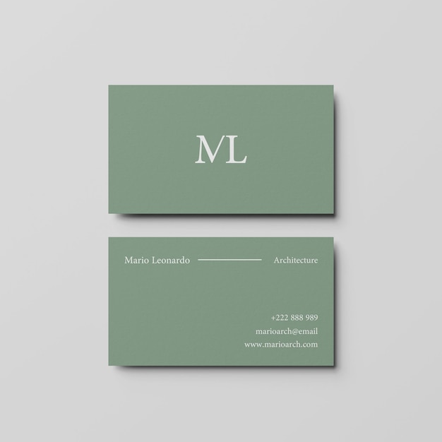 Modèle de carte de visite minimale verte