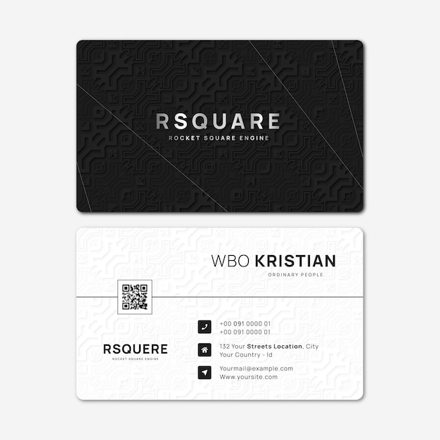 Modèle de carte de visite noir blanc minimal et professionnel
