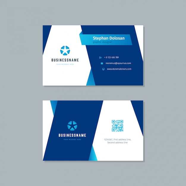 Modèle de carte de visite tendance couleurs bleues