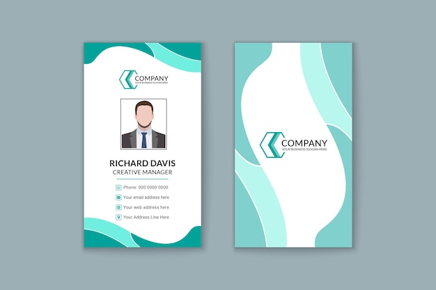 Modèle de carte de visite verticale d'entreprise de style vagues
