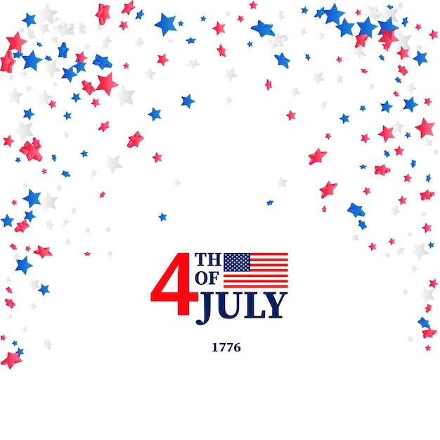 Modèle De Carte De Voeux Du 4 Juillet 4 Juillet Célébration Usausa Avec Des étoiles De Confettis Aux Couleurs Nationales Pour La Fête De L'indépendance Américaine Isolée Sur Fond
