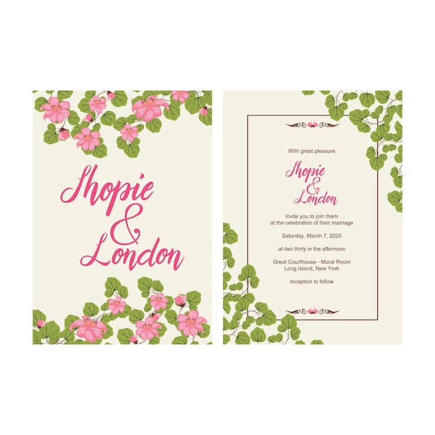 Modèle De Carte De Voeux Invitation De Mariage élégant Floral