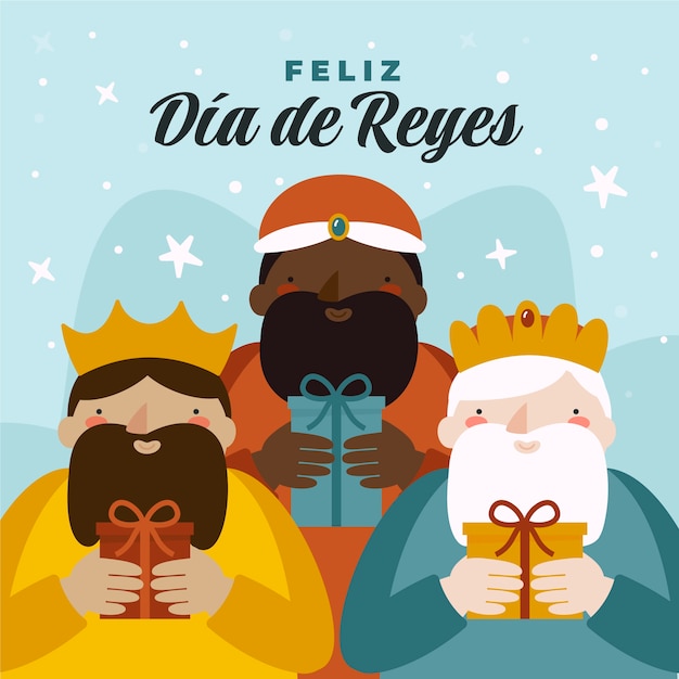 Modèle De Carte De Voeux Plat Feliz Dia De Reyes