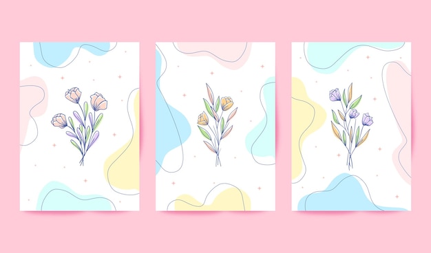 Modèle De Cartes Florales Belles Et Colorées