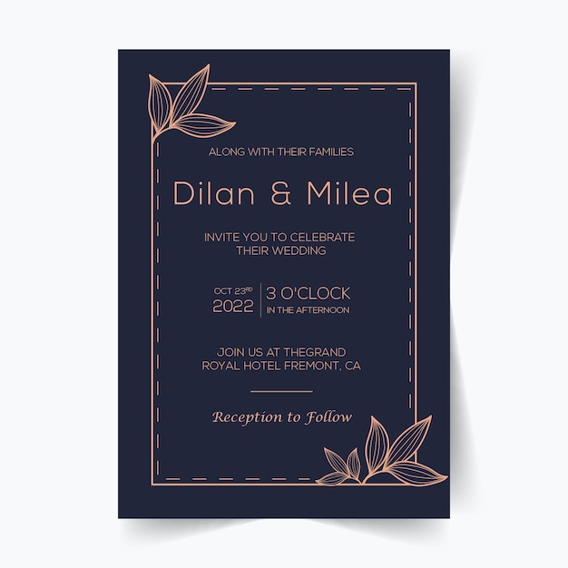 Modèle De Cartes D'invitation De Mariage élégant Avec Décoration Florale Aquarelle