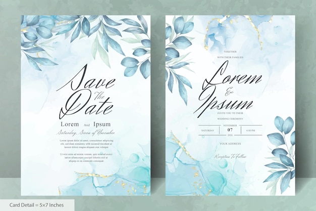 Modèle De Cartes D'invitation De Mariage Floral Aquarelle Minimaliste