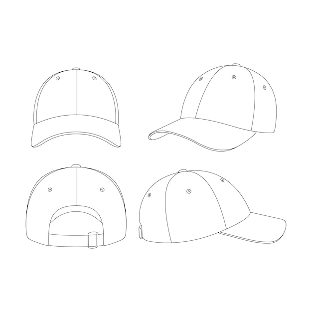 Vecteur modèle de casquette de baseball vector illustration croquis plat conception aperçu