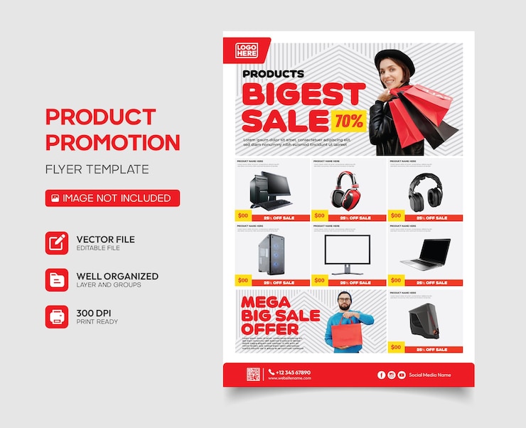 Vecteur modèle de catalogue de produits prêt à imprimer avec une grande promotion de vente