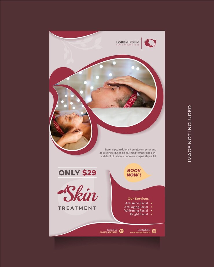 Vecteur modèle de centre de soins de la peau beauté pour la promotion de l'histoire des médias sociaux