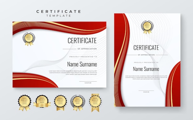 modèle de certificat d'accomplissement en or blanc et rouge avec une place pour votre contenu design en blanc noir et or
