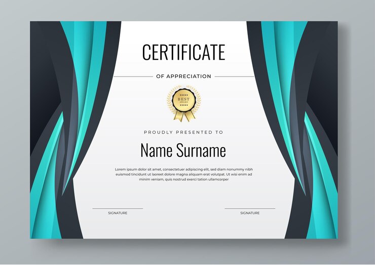 Vecteur modèle de certificat d'accomplissement en or blanc et tosca avec une place pour votre contenu design blanc noir et or