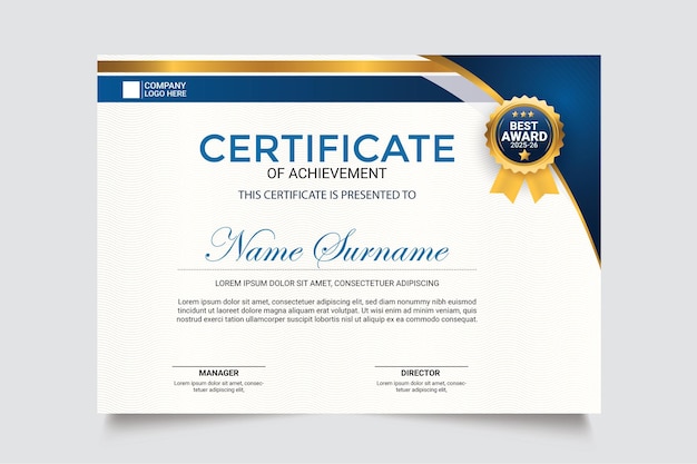 modèle de certificat d'appréciation
