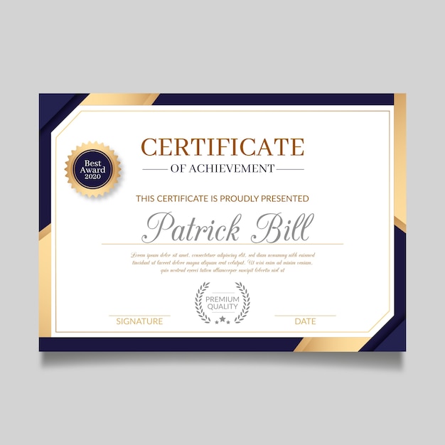 Modèle de certificat au design élégant