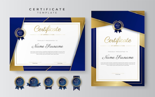 Modèle De Certificat Bleu Moderne Et Bordure Pour L'obtention Du Diplôme Et L'impression Du Diplôme D'honneur