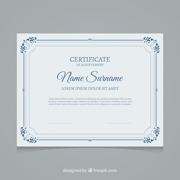 Modèle de certificat bleu