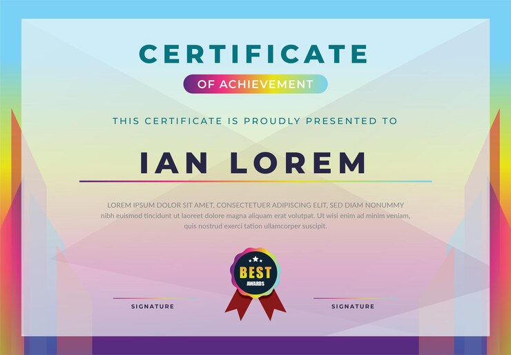 Modèle de certificat coloré moderne élégant