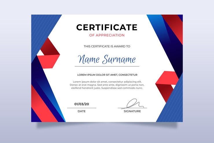 Vecteur modèle de certificat géométrique abstrait