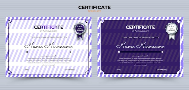 Modèle De Certificat De Jeu De Fond Dégradé De Ligne Violette