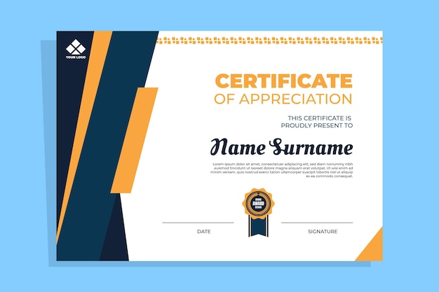Modèle de certificat plat moderne