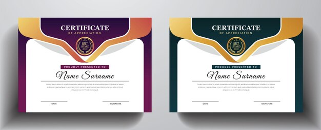 Modèle de certificat propre et simple