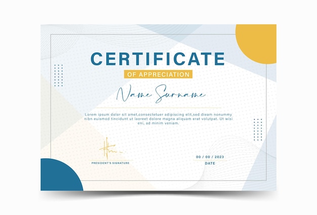 Modèle de certificat de récompenseeffet géométrique minimalistememphis