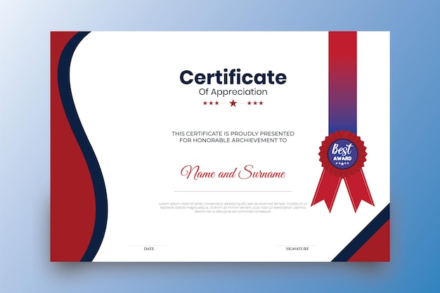 Modèle de certificat de réussite moderne