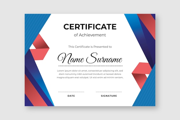 Modèle de certificat de réussite en origami