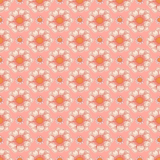 Modèle de champ de fleurs. Flower Power. Motif hippie des années soixante. Motif de fleurs d'été.