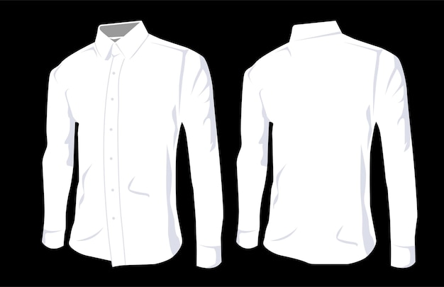 Modèle de chemise couleur blanche réaliste Vector Design avant et arrière