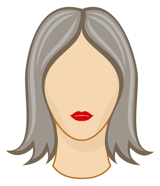 Vecteur modèle de cheveux féminine icône de dessin animé coupe de cheveux lady