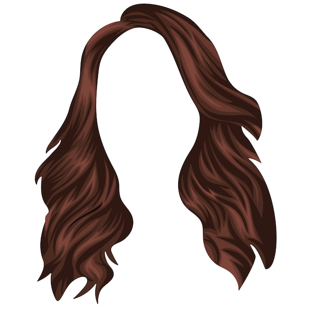 Vecteur modèle de cheveux longs bruns de femme sans image de visage pour les personnages féminins ou les coiffeurs