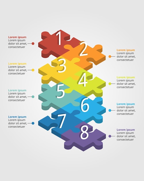 modèle de chronologie de puzzle pour infographie pour la présentation de 8 éléments