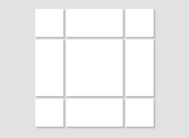 Vecteur modèle de collage photo grille de tableau d'humeur cadre de photos en mosaïque images de portfolio