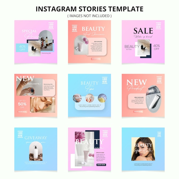 Modèle De Collection D'histoire Instagram Beauté Plat Vecteur gratuit