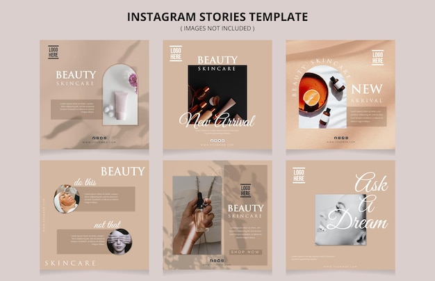 Modèle De Collection D'histoire Instagram Beauté Plat Vecteur gratuit